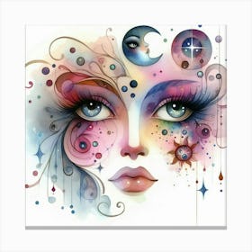 Astrology Face Painting Canvas Print