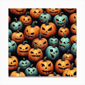 Halloween Pumpkins Seamless Pattern Canvas Print