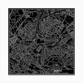 Berna Svizzera city map white on black blueprint design Stampe su tela