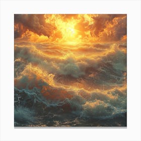 Sun Rising Over The Ocean Canvas Print