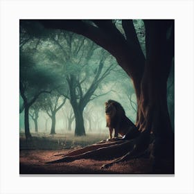 Lion In The Forest Canvas Print