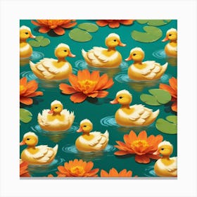 Ducks In Water 5 Canvas Print