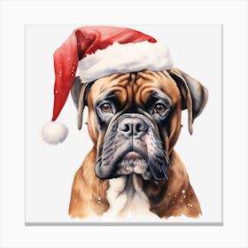 Boxer Dog With Santa Hat 9 Canvas Print