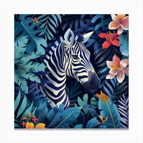 Zebra In The Jungle 5 Canvas Print