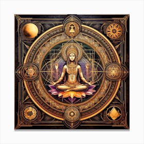 Hecate Sri Yantra With Intention Of Enlightenment, Spiritual Power, Wealth, Harmony, Peace 4 Canvas Print