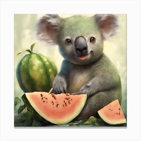 Koala Eating Watermelon 1 Canvas Print