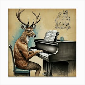 Deer Piano Canvas Print