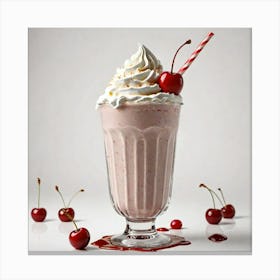 American Milkshake Generate An Image Of A Classic American Milkshake With Whipped Cream And A Cherry 2454115082 Canvas Print