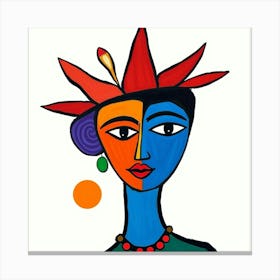 Woman With A Flower On Her Head Canvas Print