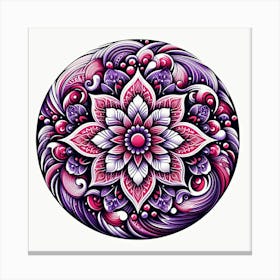 Batik, Purple And Red Floral Pattern 3 Canvas Print