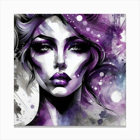 Purple Girl With Purple Hair Canvas Print