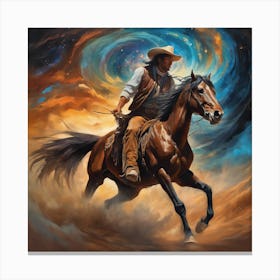 Cowboy On Horseback 3 Canvas Print