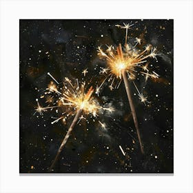 Sparklers On Black Background Canvas Print