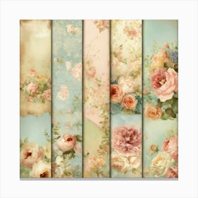 Shabby Floral Pastel wallPaper Bundle In The Style Of (1) Canvas Print