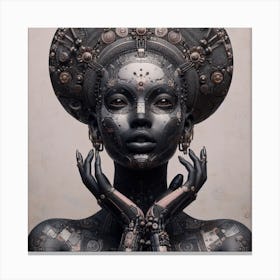 Black Woman With Gears Canvas Print