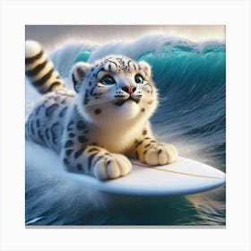 Snow Leopard Surfing Canvas Print