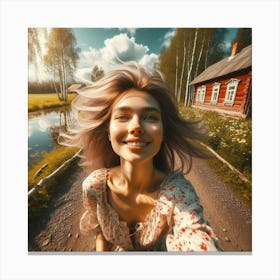 Portrait Of A Young Woman In The Countryside Canvas Print