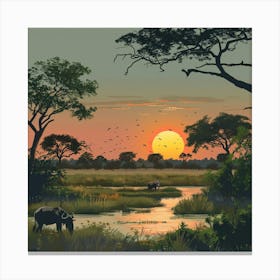 Sunset In The Savannah Canvas Print