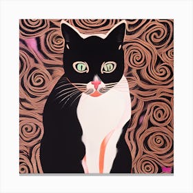 Pink Swirls Cat Canvas Print