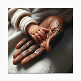 Black Man Holding Baby'S Hand Canvas Print
