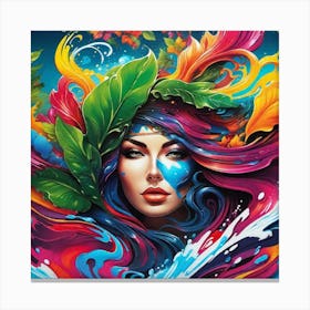 Woman With Colorful Hair Canvas Print