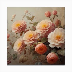 Peach Roses Canvas Print