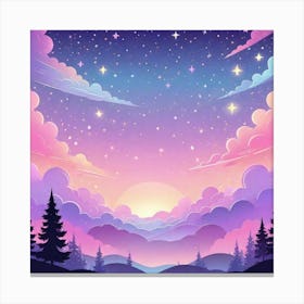 Sky With Twinkling Stars In Pastel Colors Square Composition 5 Canvas Print