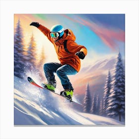 Snowboarder In The Snow 2 Canvas Print