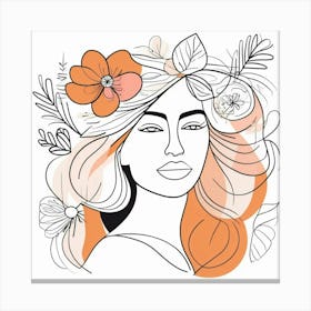 Watercolour Woman Line Art (5) Canvas Print