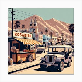 Rosarito, Baja California, Mexico. Vintage  Canvas Print