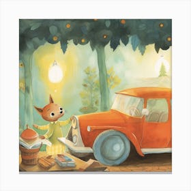 Cat And A Car Canvas Print