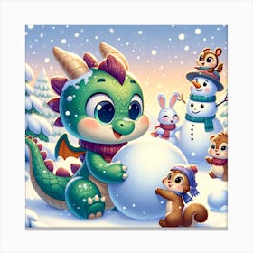 little dragon snow day Canvas Print