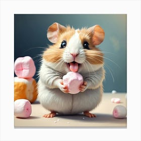 Hamster Eating Marshmallows 2 Canvas Print