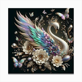 Swan With Butterflies 2 Canvas Print