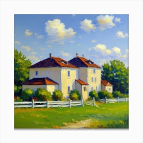 Fence and Sky A Serene Outdoor Perspective House In The Countryside Canvas Print