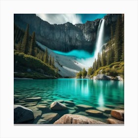 Waterfall In The Mountains 35 Canvas Print