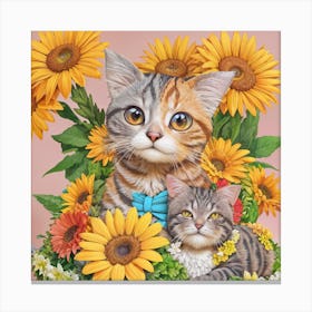 Sunflower Cats Canvas Print