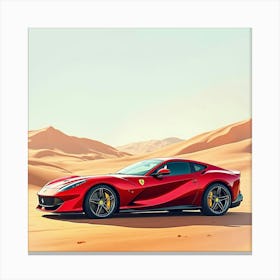 Ferrari 812 Superfast Set In A Radiant Watercolor Desert 1 Canvas Print