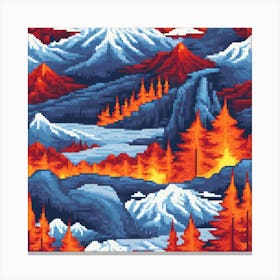 Fire In The Mountains, A Landscape , Fire And Ice Coexist Representing The Balance Of Facing And Overcoming Adversitie Canvas Print