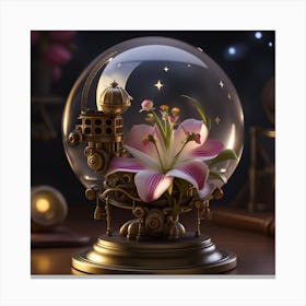 Glass Globe With Flowers Canvas Print