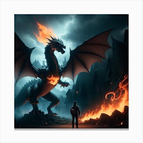 Dragon On Fire Canvas Print