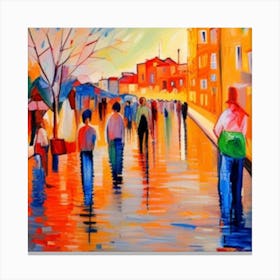People Walking In The Rain 1 Canvas Print