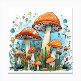 Mushrooms In The Meadow 2 Canvas Print