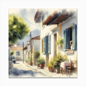 Watercolor Of Greece Canvas Print
