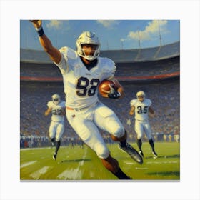 Fierce Football Player Mid-Action Scene Canvas Print