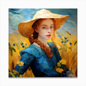 Girl In A Hat 3 Canvas Print