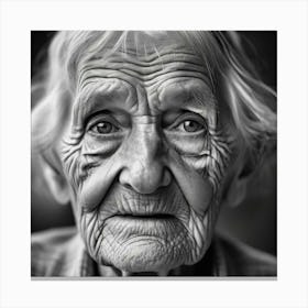 A Close Up Portrait Of An Elderly Person With A Weathered Face Deep Wrinkles And Kind Eyes Telling A 1172753123 Canvas Print