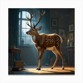 Deer In A Room 3 Canvas Print