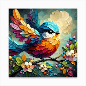 Vibrant Colorful Bird Wall Art: Stunning Avian Painting for Home Decor Canvas Print