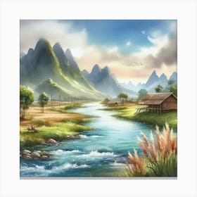 Chinese Landscape Painting Canvas Print